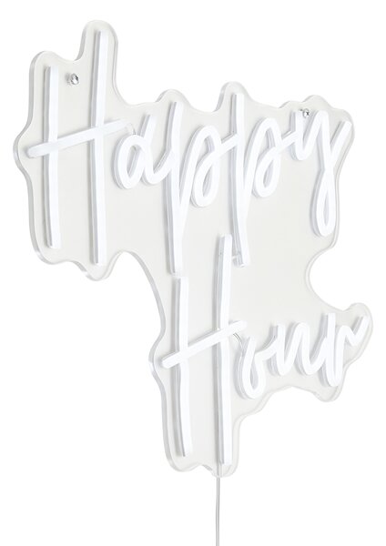 Неонова стенна лампа бяла с LED - Happy Hour