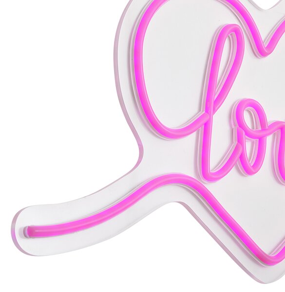 Неоновa стенна лампа розова с LED - Love