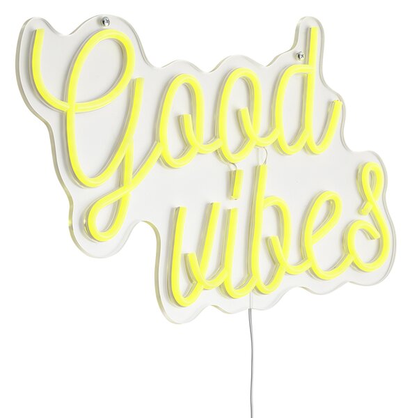 Неоновa стенна лампа жълта с LED - Good Vibes