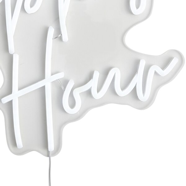 Неонова стенна лампа бяла с LED - Happy Hour