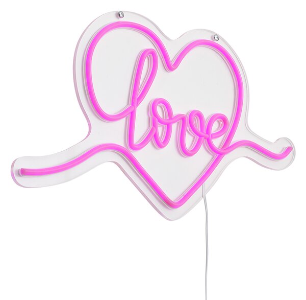 Неоновa стенна лампа розова с LED - Love