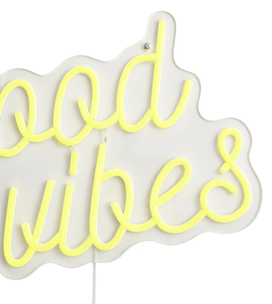 Неоновa стенна лампа жълта с LED - Good Vibes