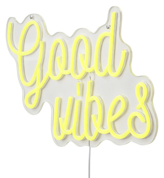Неоновa стенна лампа жълта с LED - Good Vibes