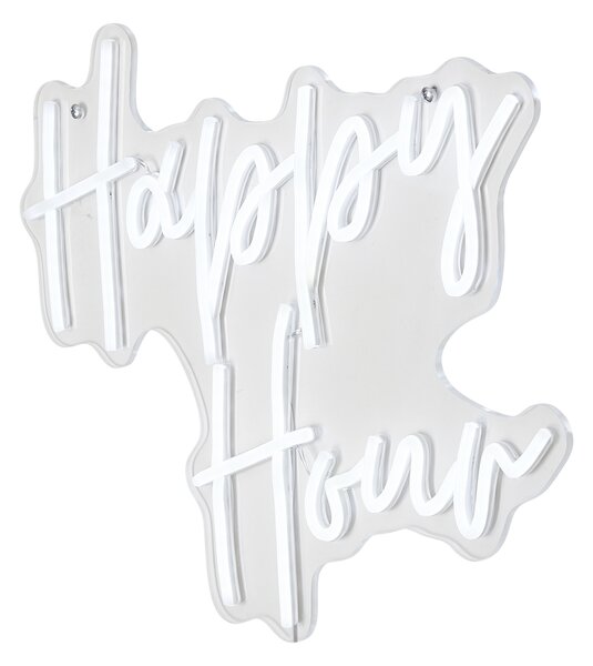 Неонова стенна лампа бяла с LED - Happy Hour