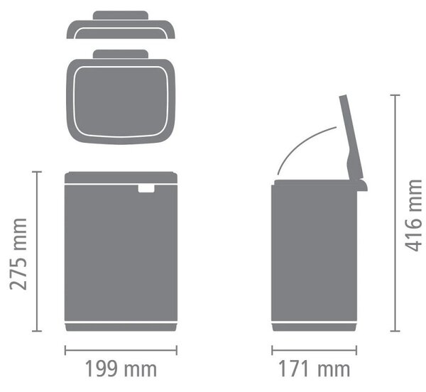 Кош за боклук Brabantia Bo Small 1006622, 4 л, Плавно и безшумно отваряне, Противоплъзгаща основа, Черен