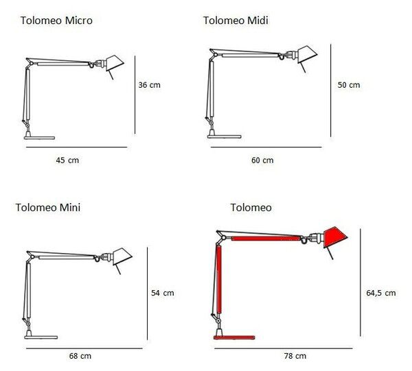 Artemide - Tolomeo Bordlampe Матово Alu c Алуминий База Artemide