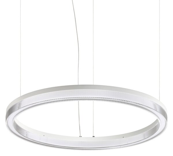 IDEAL LUX LED висяща лампа Crown, диаметър 60 см, бяла, метал, Бял, Дневна/трапезария, Метал, Модерен