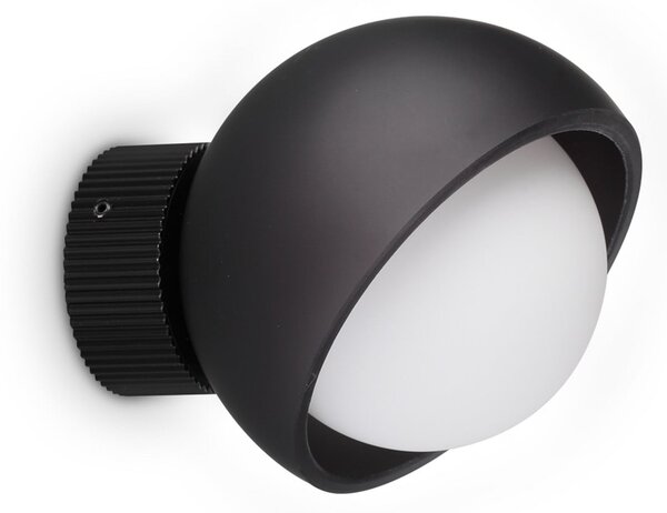IDEAL LUX Стенна лампа Bloom, черна, Ø 12 см, метал, Черен, Дневна/трапезария, Метал, Модерен