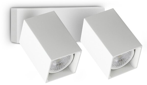 IDEAL LUX стенен прожектор Dynamite Square, бял, 16,5 см, с 2 лампи, Бял, Дневна/трапезария, Метал, Модерен