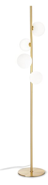 IDEAL LUX Стойка „Perlage“ на LUX, месинг/бяло, височина 164 см, 4 лампи, Злато / месинг, Дневна/трапезария, Метал