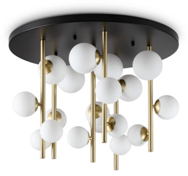 IDEAL LUX Таванна лампа Perlage месинг/бяло, Ø 70 см, 18 лампи, Злато / месинг, Дневна/трапезария, Метал