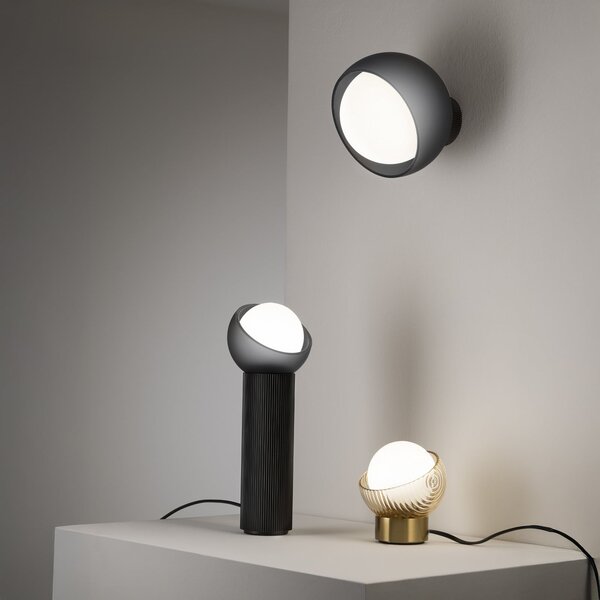 IDEAL LUX Настолна лампа Bloom, месинг/кехлибар, височина 13 см, Злато / месинг, Дневна/трапезария, Метал, Модерен