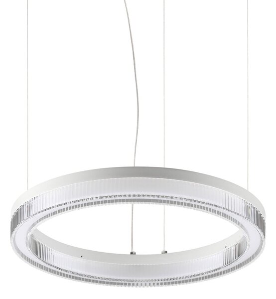 IDEAL LUX LED висяща лампа Crown, диаметър 40 см, бяла, метал, Бял, Дневна/трапезария, Метал, Модерен