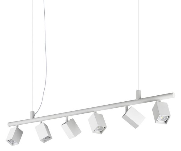 IDEAL LUX Висяща лампа Dynamite Square, бяла, с 6 лампи, Бял, Дневна/трапезария, Метал, Модерен