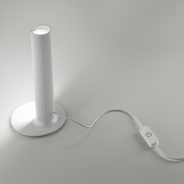 IDEAL LUX LED настолна лампа „Dorica“ от LUX, бяла, височина 25 см, Затъмняване, Бял, Дневна/трапезария, Алуминий, Модерен