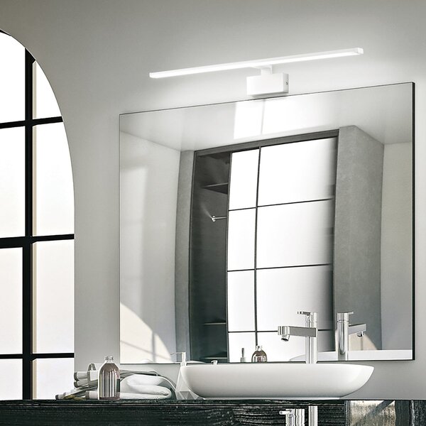 IDEAL LUX Стенна лампа LED Alma, бял метал, ширина 81 см, Бял, Дневна/трапезария, Метал, Модерен, Стенна розетка отдолу