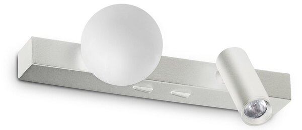 IDEAL LUX Стенен LED светилник Binomio, бял, ширина 22 см, метал, 2 лампи, Бял, Дневна/трапезария, Метал, Модерен, Стенни прожектори