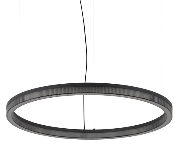 IDEAL LUX LED висяща лампа Crown, диаметър 80 см, черна, метал, Черен, Дневна/трапезария, Метал, Модерен