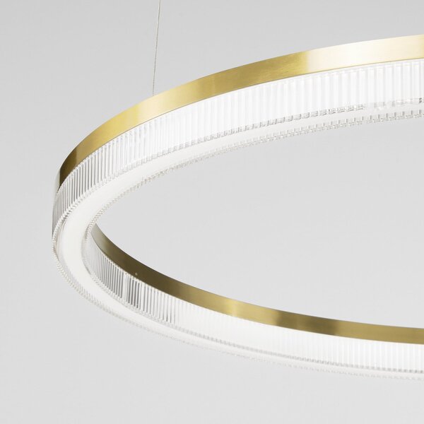 IDEAL LUX LED висяща лампа Crown, диаметър 40 см, месинг, метал, Злато / месинг, Дневна/трапезария, Метал, Модерен