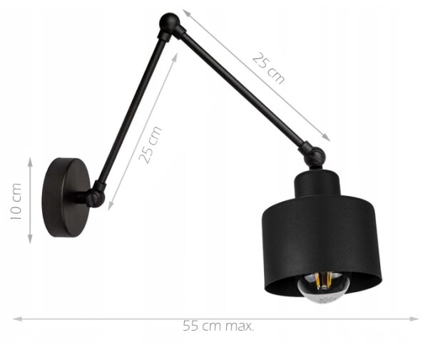 Настенно осветително тяло 1xE27/20W/230V черно