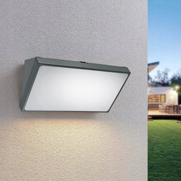 LED Външно стенно осветително тяло със сензор LED/20W/230V IP65 сиво