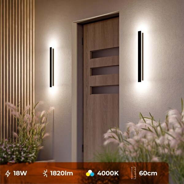 LED Външно стенно осветително тяло LED/18W/230V 60 см IP65 черно