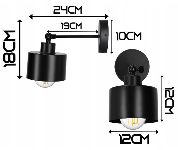 Настенна лампа 1xE27/20W/230V черна