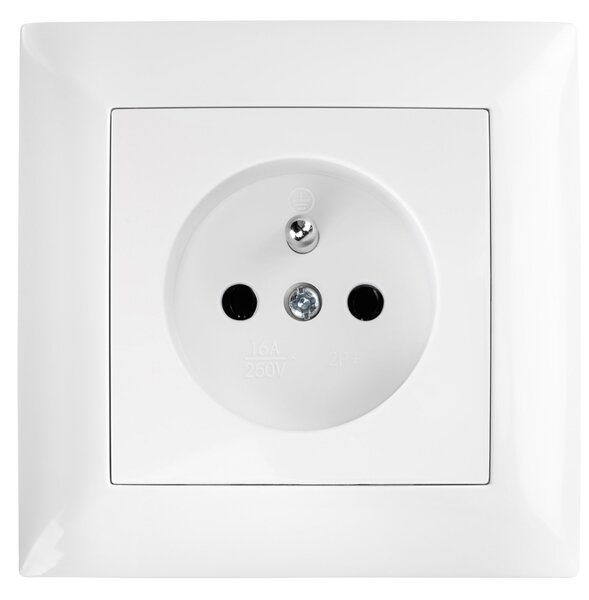 Единичен контакт със заземяване и рамка OSTE JNH001-G White