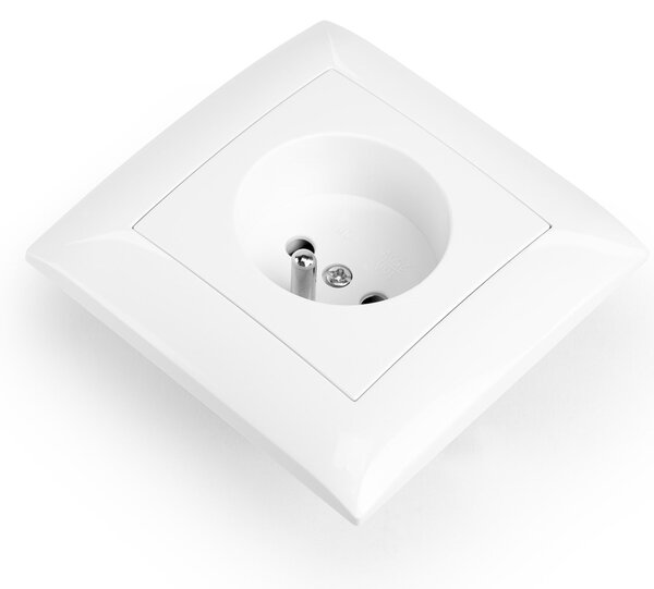 Единичен контакт със заземяване и рамка OSTE JNH001-G White