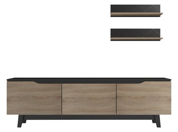Комплект скрин за телевизор Kasia Oak-Black 180x35x48,5 cm