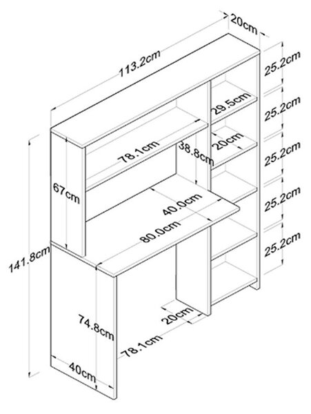 Бюро Janson White 113x40x142 cm