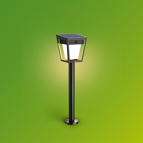Philips LED слънчева лампа с колче Nissa UE, пластмаса, IP44, Черен, Пластмаса, Модерен
