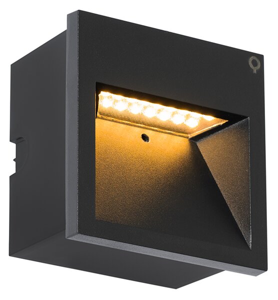 Комплект от 4 модерни вградени стенни лампи черни с LED - Gem 2