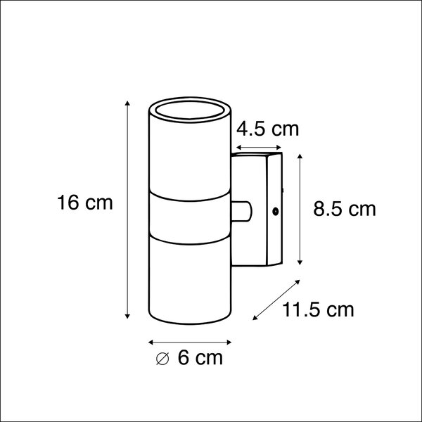 Външна стенна лампа стомана 2-светлина IP44 - Duo