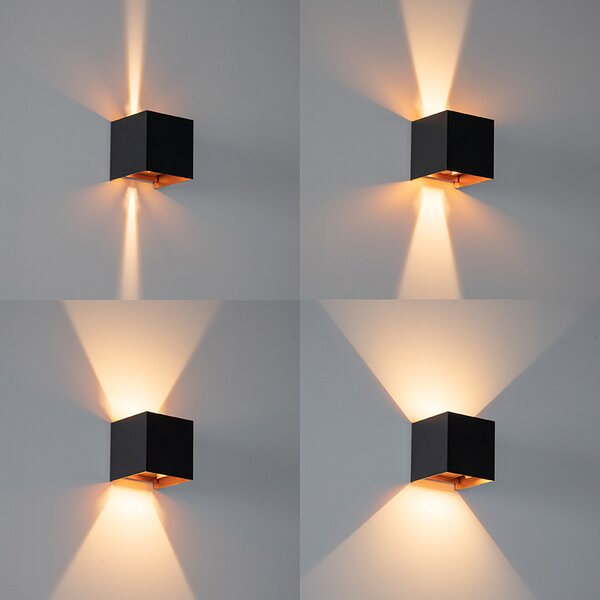 Външна стенна лампа черна със злато с LED 2-светлина IP54 - Edwin