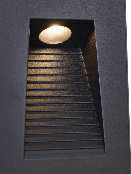 Модерна вградена стенна лампа черна 7cm с LED IP65 - Trem