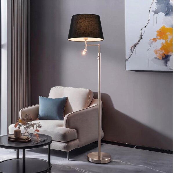 BRILAGI - LED Подова лампа CERIA 1xE27/60W/230V + LED/2,1W матов хром/черен