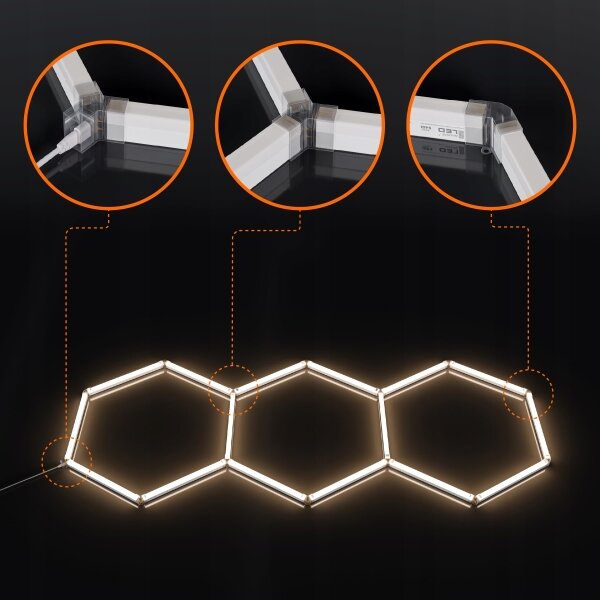LED таванно осветително тяло HEXAGON LED/128W/85-265V 4000K 248x97 cm CRI 90 IP54 бял