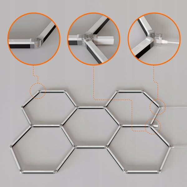 LED RGBW димируемо таванно осветително тяло HEXAGON LED/144W/85-265V 7000K CRI 90 IP54 бяло+ДУ