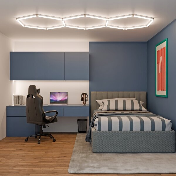 LED таванно осветително тяло HEXAGON LED/128W/85-265V 4000K 248x97 cm CRI 90 IP54 бял