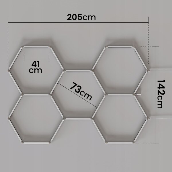LED RGBW димируемо таванно осветително тяло HEXAGON LED/144W/85-265V 7000K CRI 90 IP54 бяло+ДУ