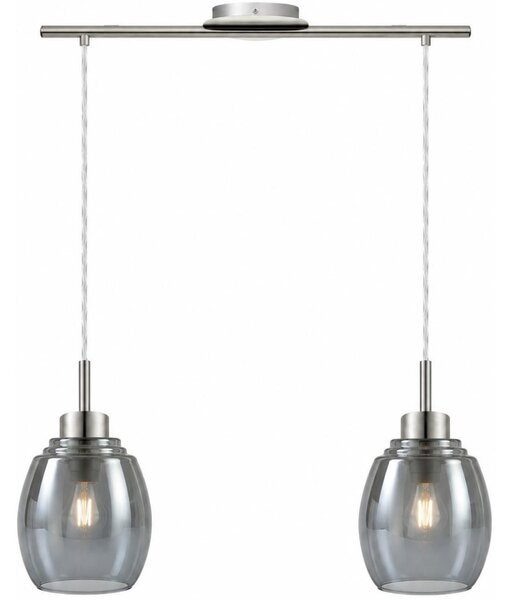 BRILAGI - LED полилей на кабел RETRO GLASS 2xE27/60W/230V матов хром/опушено сиво