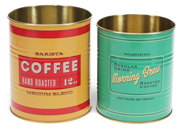 Декоративни кутии за съхранение в комплект от 2 бр. от калай ø 11x13 cm Vintage Coffee – Rex London