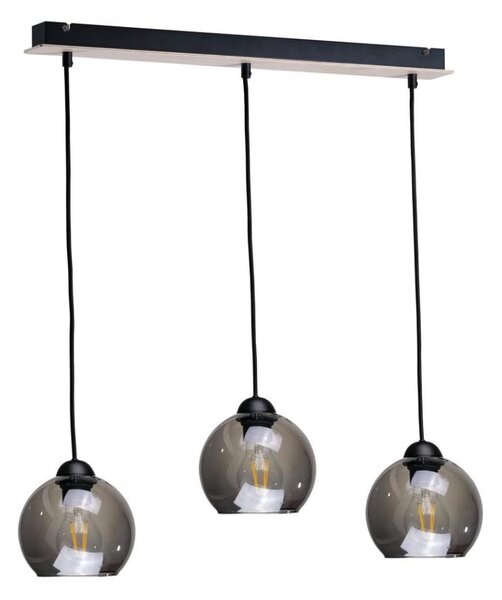 Висящ полилей UNO WOOD 3xE27/60W/230V черен/кафяв