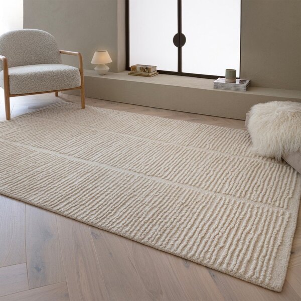 Ръчно изработен вълнен килим в цвят слонова кост 120x170 cm Zennith Column – Asiatic Carpets
