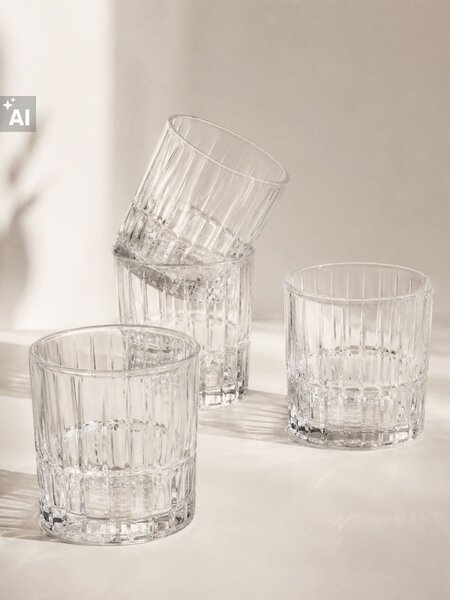 Sinsay - Чаши с релефен мотив 4 pack - clear