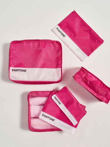 Sinsay - Комплект пътнически органайзери Pantone 9 pack - яркорозово