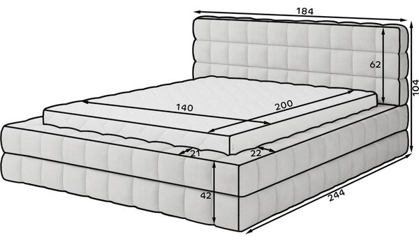 Бяло тапицирано двойно легло с място за съхранение и включена подматрачна рамка 140x200 cm Dizzle – ELTAP