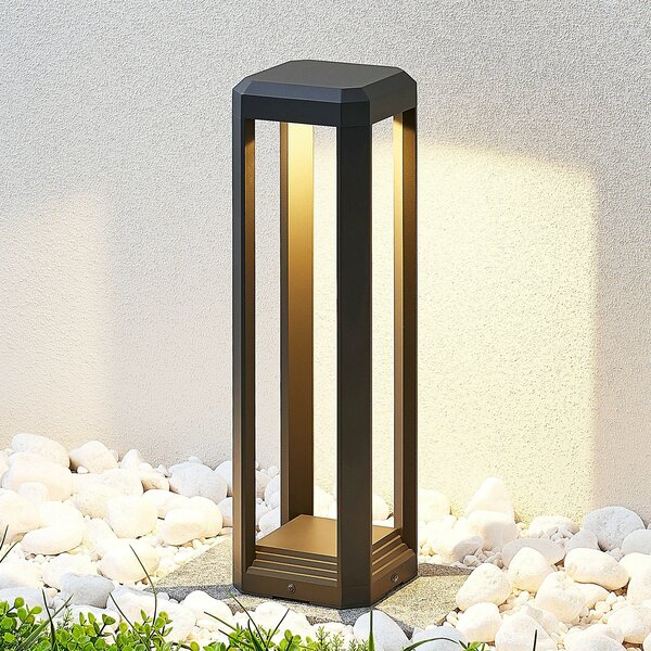 Lucande LED лампа за пиедестал Fery, антрацит, метал, 50cm, IP65, Черен, Метал, Модерен