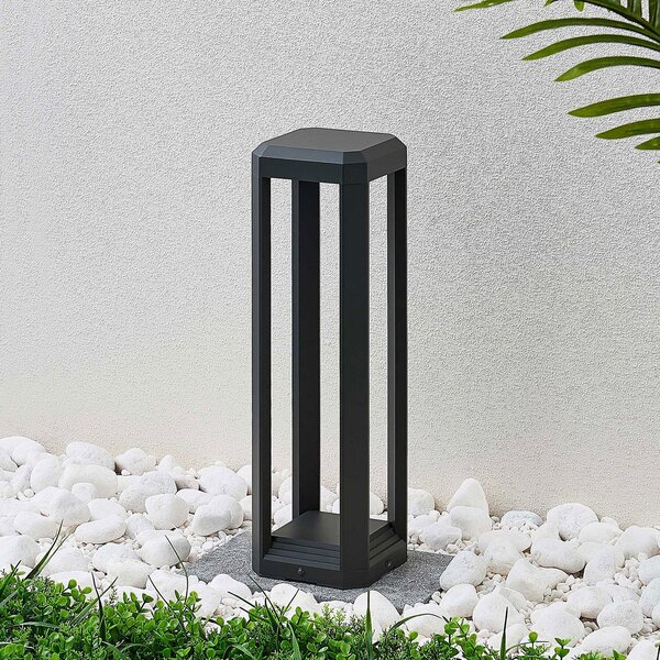 Lucande LED лампа за пиедестал Fery, антрацит, метал, 50cm, IP65, Черен, Метал, Модерен